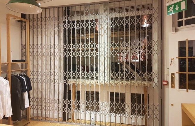RSG1000 security window grilles fitted internally to a clothing shop in Redchurch St, London.