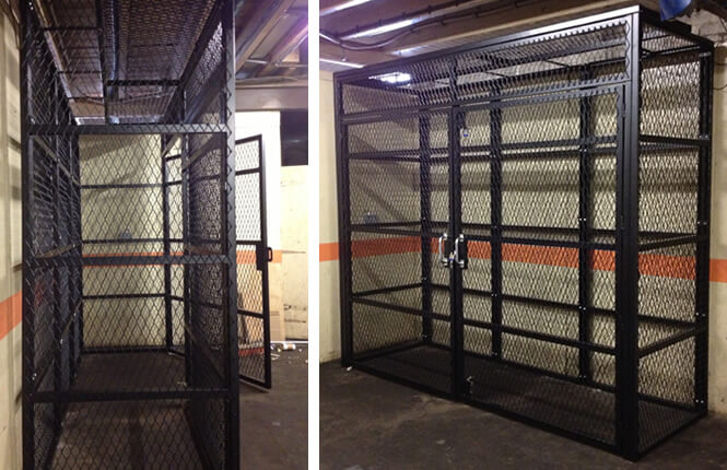RSG4000 security cages on gas storage units in commercial estate in Wimbledon.