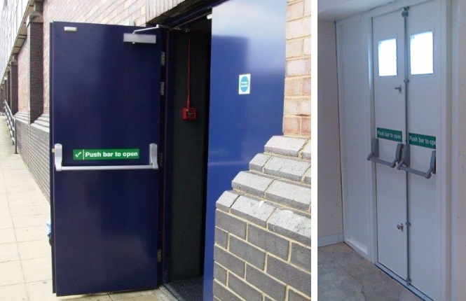 RSG8100 double fire exit doors on commercial projects.