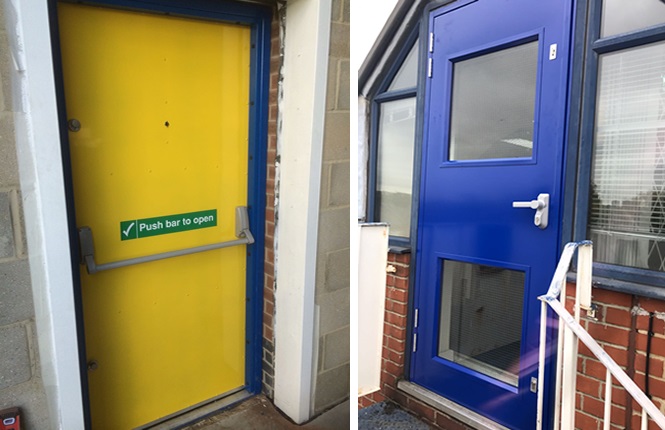 RSG8100 security exit doors fitted to commercial units in South London.